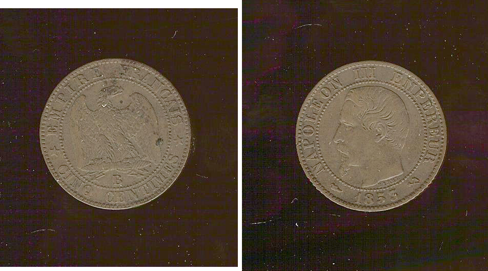5 centimes Napoleon III 1853B aEF